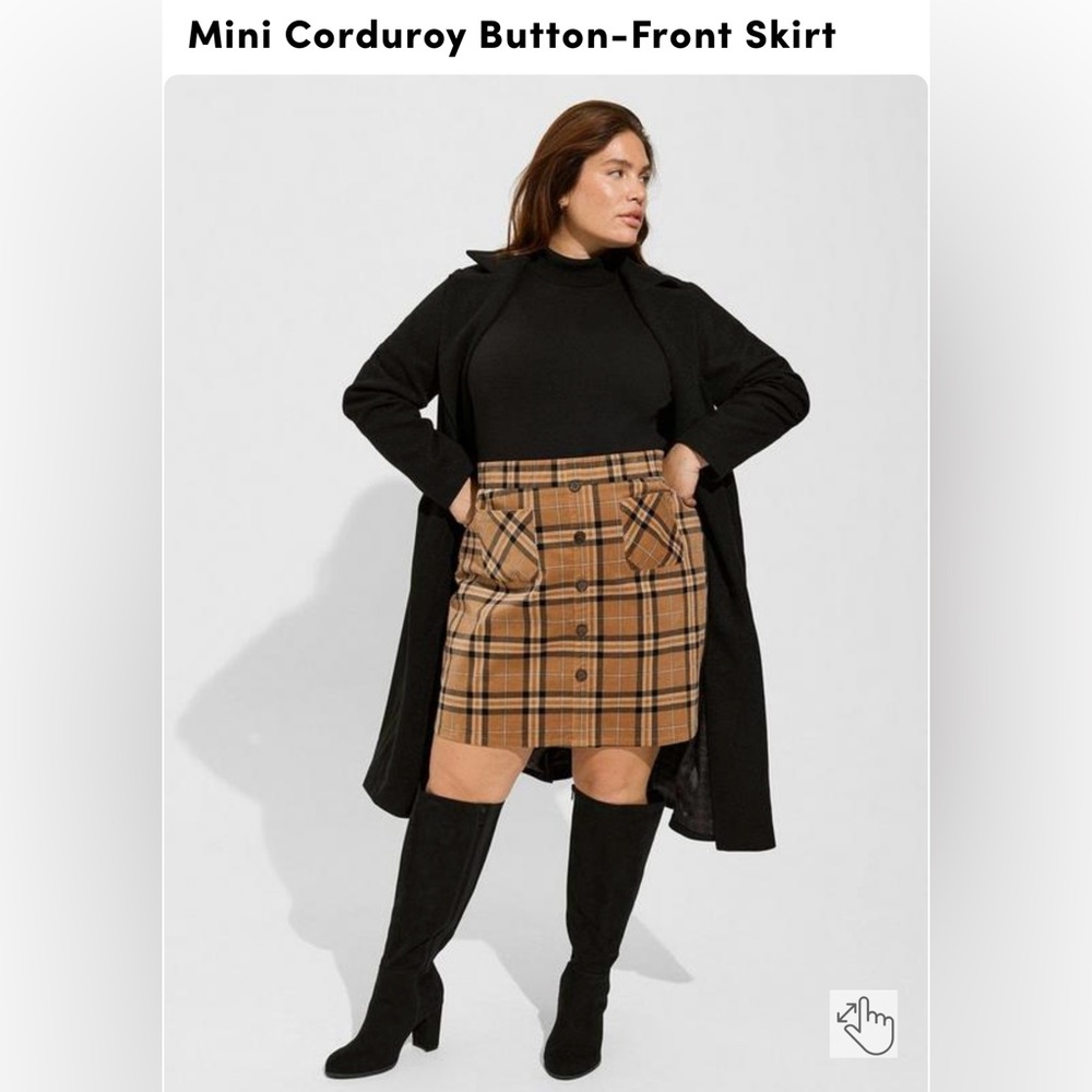 Torrid plaid corduroy skirt